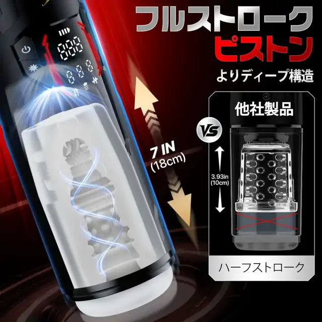 新型ハンズフリー電動オナホール、7つのピストン、吸引、振動、アプリ対応機能搭載 吸引 オナホ