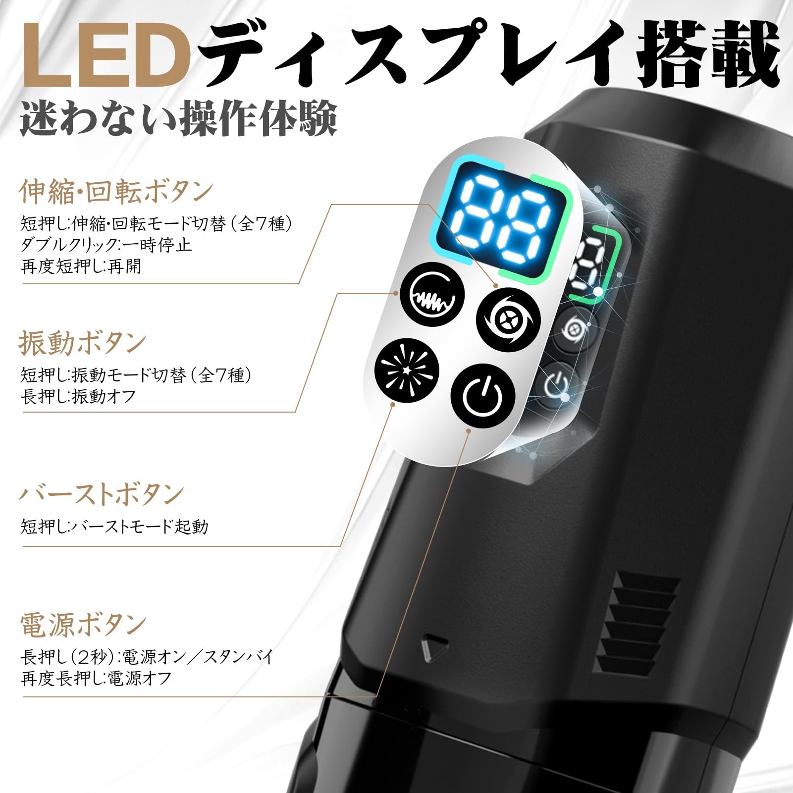 App遠隔コントロール×強力吸盤ハンズフリー - 7速ピストン回転&W側核激振・一発昇天ターボ搭載の最高峰スマート遠隔オナホ