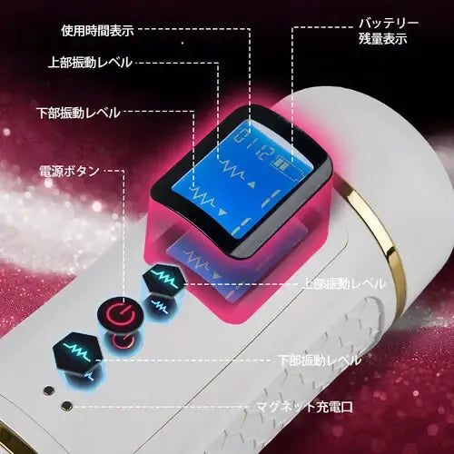 貫通式ダブル振動 10段階強力振動 IPX7防水 電動オナホール