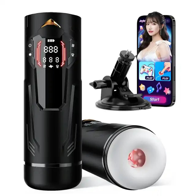 新型ハンズフリー電動オナホール、7つのピストン、吸引、振動、アプリ対応機能搭載 吸引 オナホ