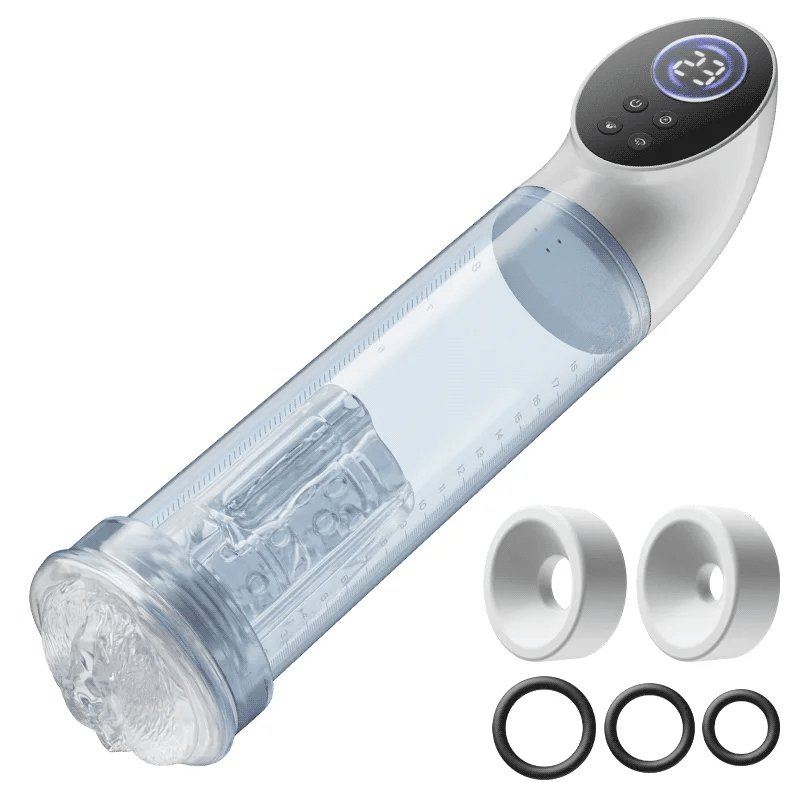 6段階強力吸引 LCDディスプレイ付き 電動ペニスポンプ IPX6防水 男性用真空トレーニング