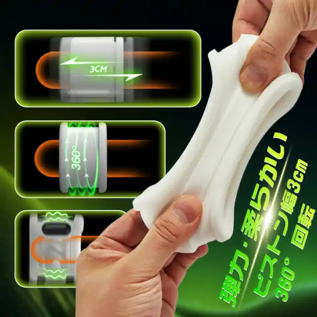 新型電動オナホール-半分ピストン-回転振動手持ちタイプ-貫通型快感体験