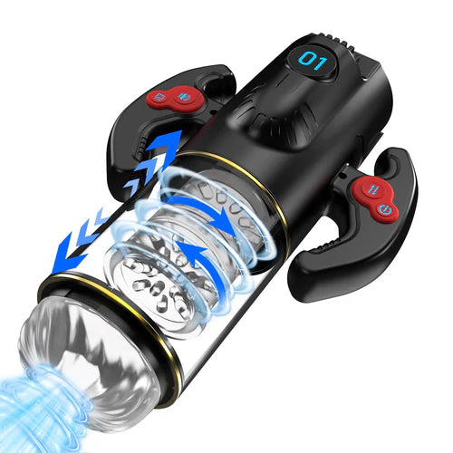 5in1全能機皇（7速伸縮×7速回転×W激振）- 一発昇天ターボ＆全透明サイバーメカニズム搭載の最高峰電動回転オナホ