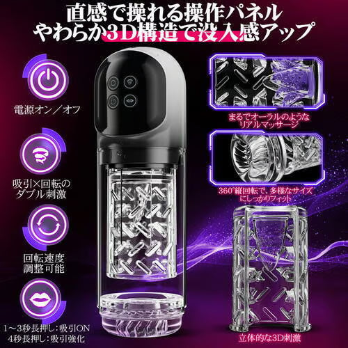 7速旋回×7速真空吸引×舌舐め - 100%完全防水・増大トレーニングもこなす多功能2in1最高峰電動オナホール