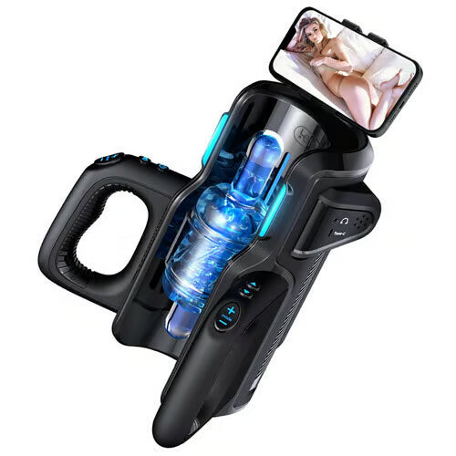 700発/分オーバーピストン×W仕様貫通ゲルスリーブ - 双手操縦ハンドル＆スマホホルダー搭載の最高峰自動貫通オナホ