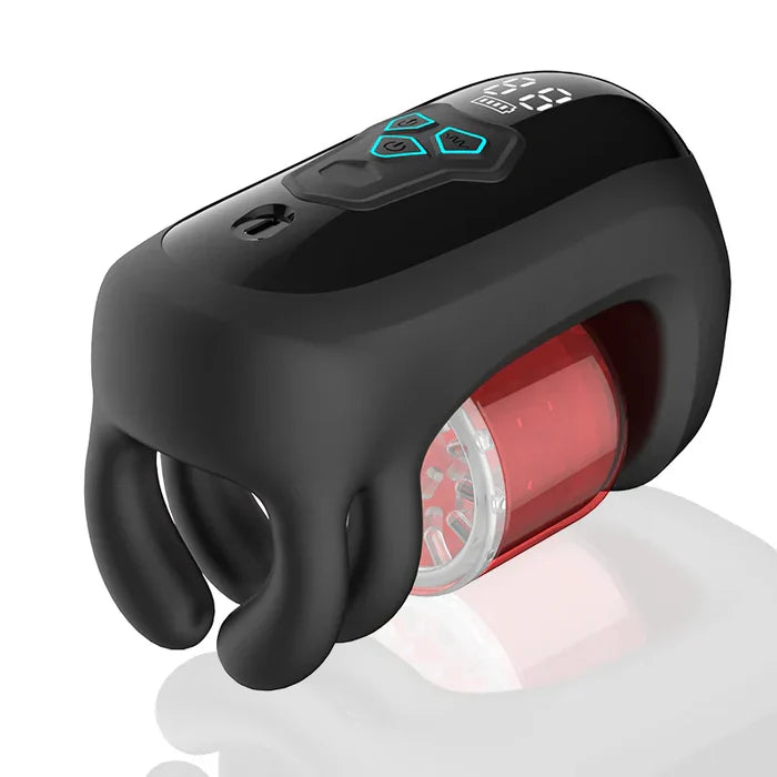 「ローテーションバイト」革新的な自動咬合・360°電動回転 9種持久力訓練モード 開放式クリップ構造 3D突起内胆 完全防水 亀頭バイブ