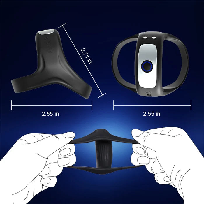 「デルタパルス」高弾力ダブルペニスリング 三角安定サポート 10種振動モード 根元・陰嚢連動ロック 強力モーター 鎖精延時 完全防水